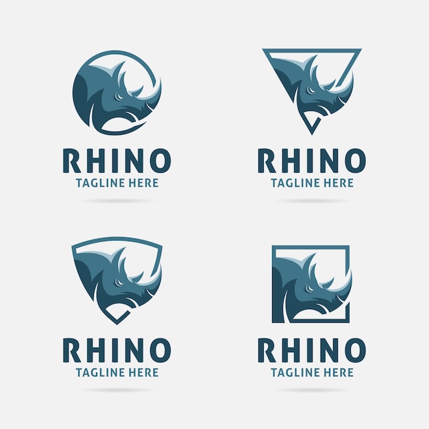 Design de logotipo de rinoceronte com quadros