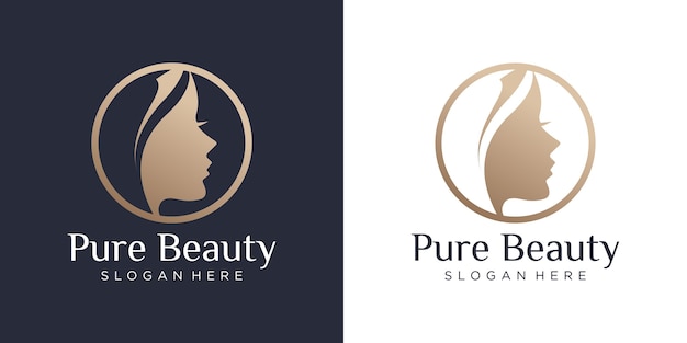 Design de logotipo de salão de cabeleireiro feminino de luxo
