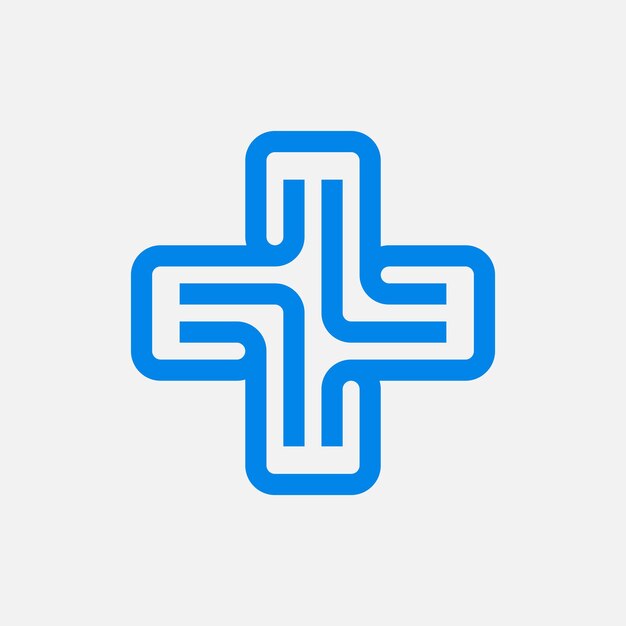 Vetor design de logótipo de saúde moderna com cruz médica e saúde