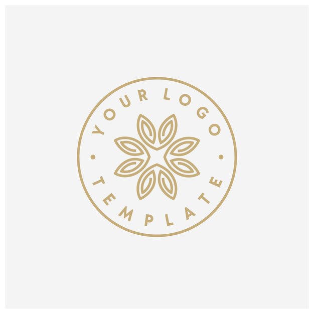 Design de logotipo de selo de etiqueta de flor de mandala dourada floral simples elegante