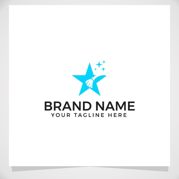 Design de logotipo de serviço de limpeza em estrela com inspiração de vassoura