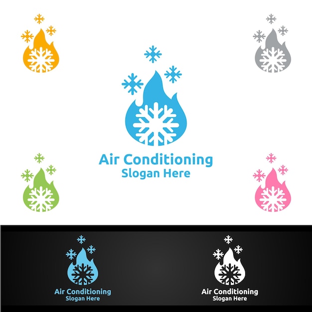 Design de logotipo de serviços de aquecimento e ar condicionado para neve quente