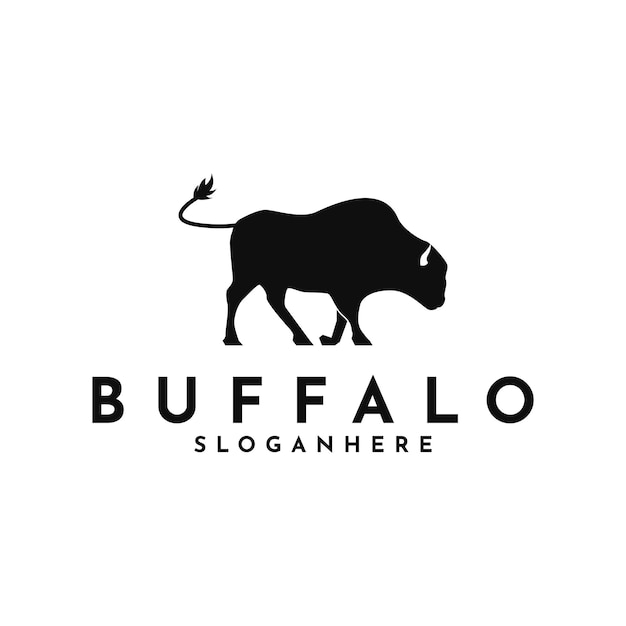 Design de logotipo de silhueta bison bull buffalo angus