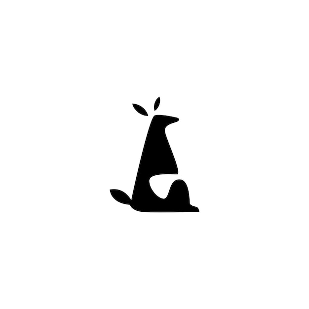 Design de logotipo de silhueta canguru com posição sentada