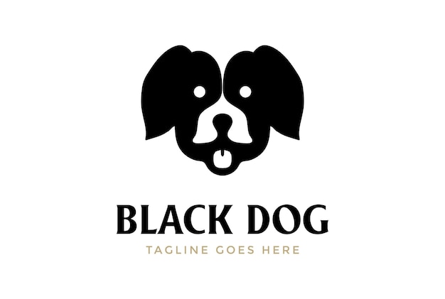 Design de logotipo de silhueta de cabeça de cachorrinho vintage simples vetor