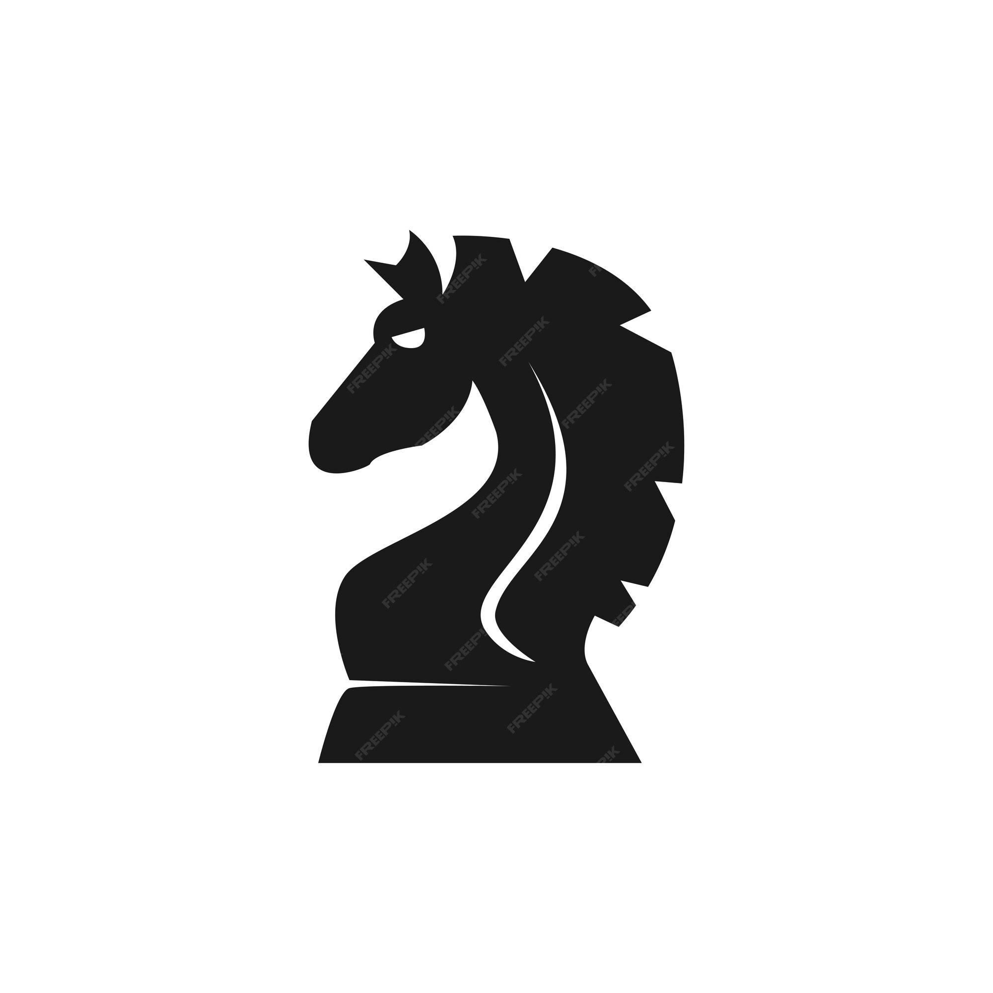 Cavalos cavaleiro xadrez ilustração preto design de logotipo