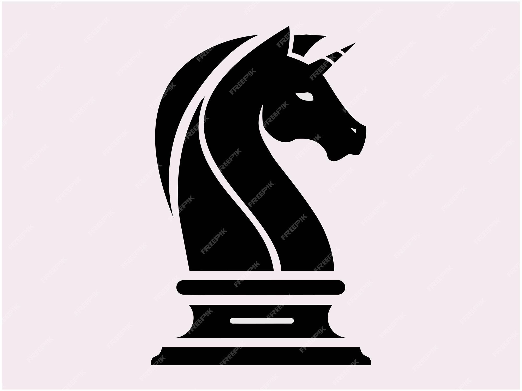 Cavalos cavaleiro xadrez ilustração preto design de logotipo