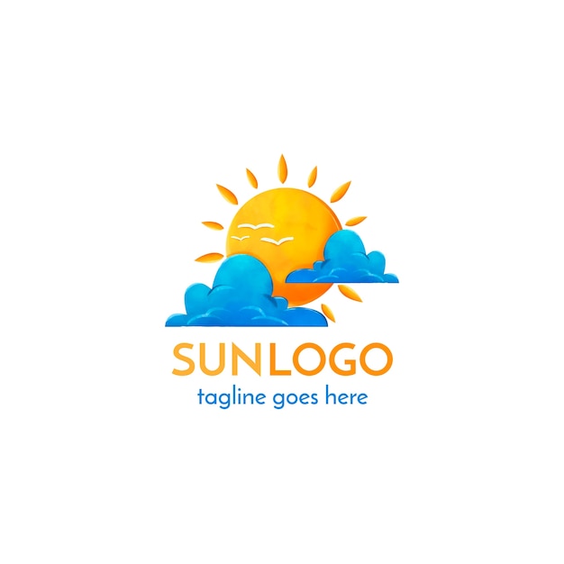 Design de logotipo de sol em aquarela