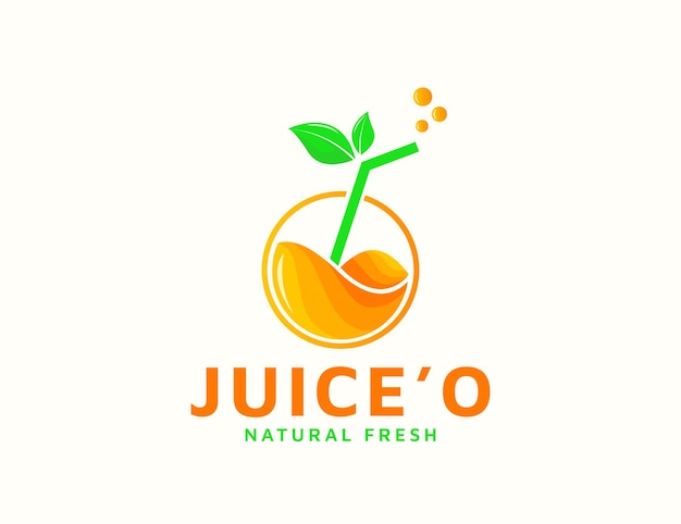 Vetor design de logotipo de suco de laranja fresco