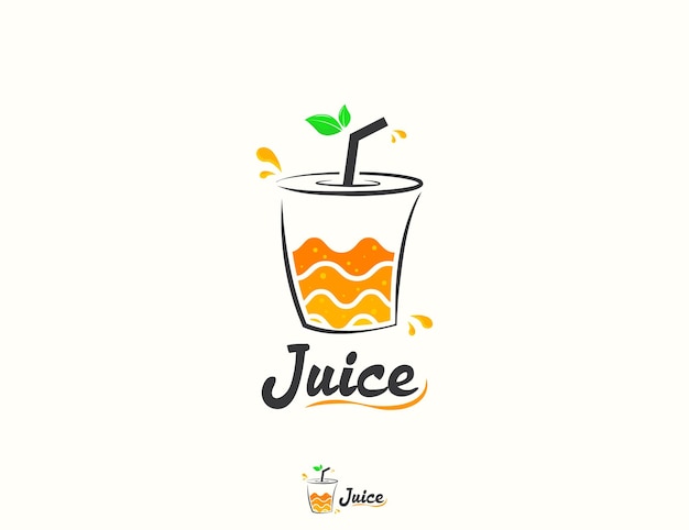 Vetor design de logotipo de suco de laranja fresco