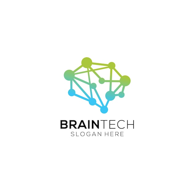 Design de logotipo de tecnologia cerebral inteligência artificial e conceito de logotipo de tecnologia logotipo vetorial