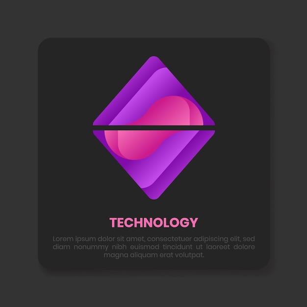 Vetor design de logotipo de tecnologia com cores de gradiente