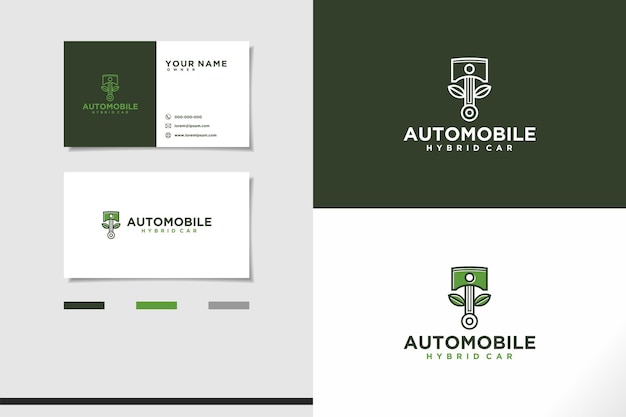 Design de logotipo de tecnologia de carro híbrido automóvel ícone simples carro de motor futuro com cartão de visita