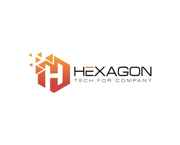 Design de logotipo de tecnologia de letra h com ilustração do conceito de hexágono