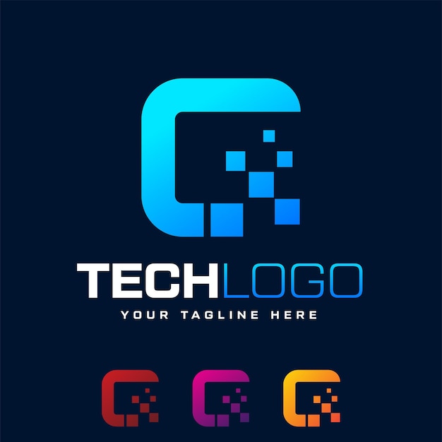 Vetor design de logotipo de tecnologia design de logotipo digital