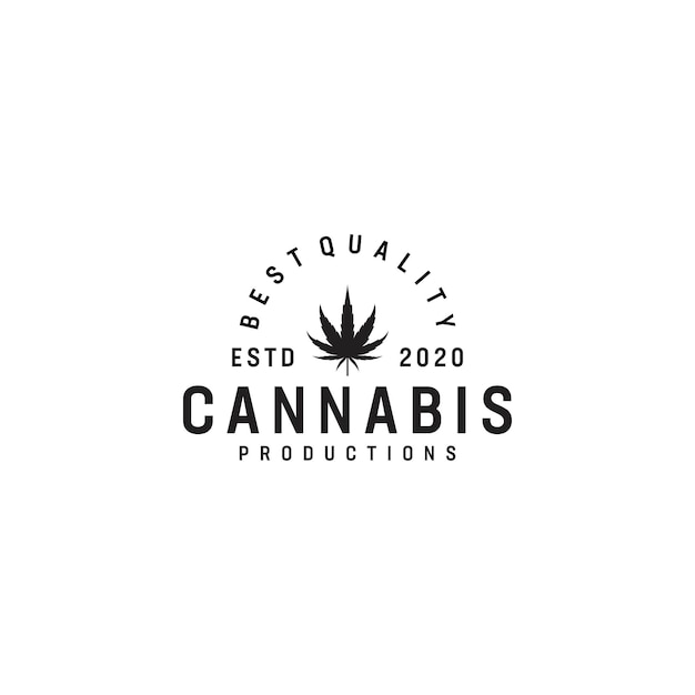 Design de logotipo de tema vintage de maconha