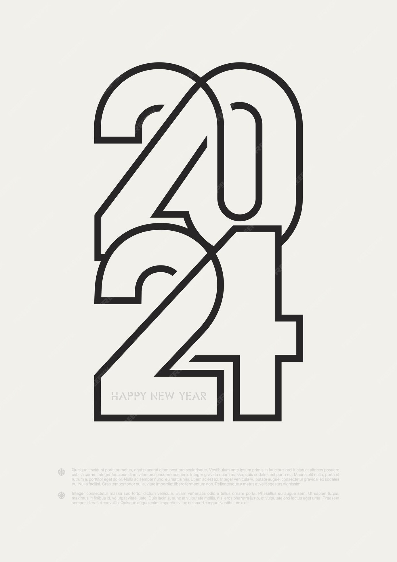 Design de logotipo de tendência de 2024 para pôster de feliz ano novo