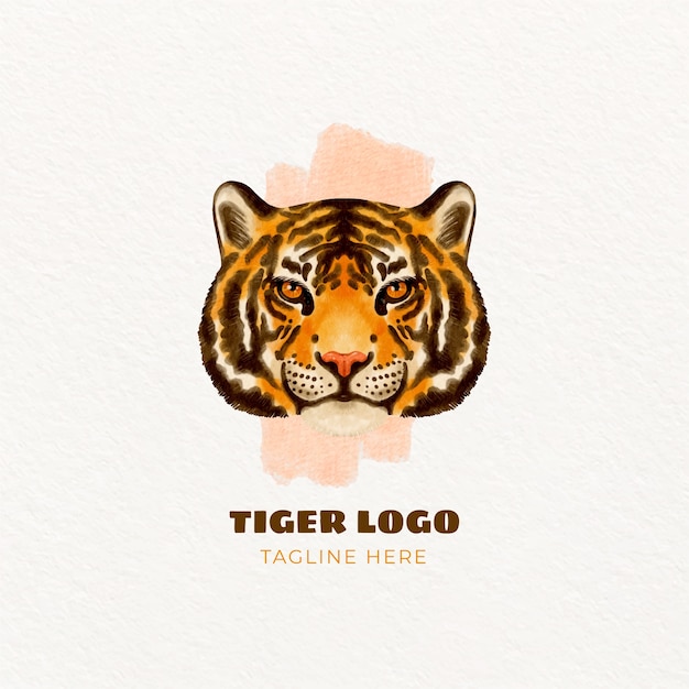 Design de logotipo de tigre em aquarela