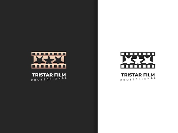 Vetor design de logotipo de tira de filme e ilustração de estrela