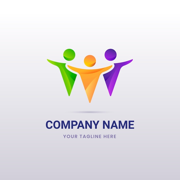 Design de logotipo de trabalho em equipe gradiente