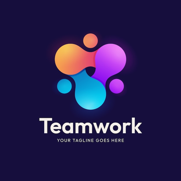 Design de logotipo de trabalho em equipe gradiente