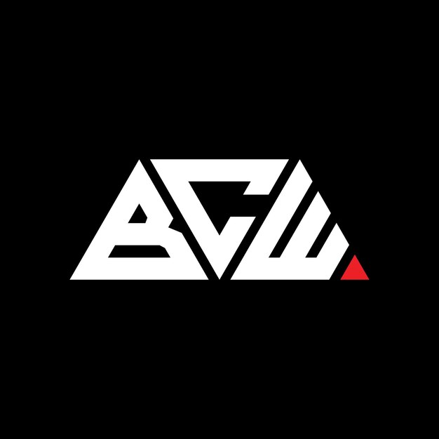 Design de logotipo de triângulo BCW com forma triangular Desenho de logotipo triangular BCW monograma BCW triângulo vetor modelo de logotipo com cor vermelha BCW logotipo Triangular Simples Elegante e Luxuoso BCW