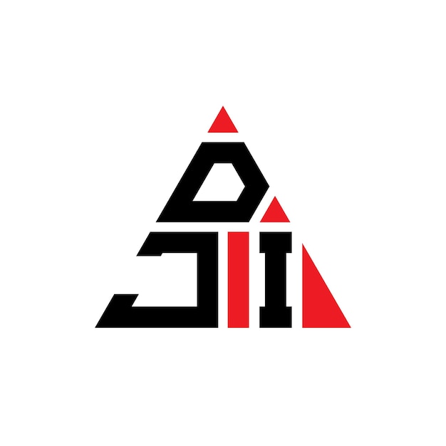 Vetor design de logotipo de triângulo de letra dji com forma de triángulo dji triângulo logotipo de design monograma dji triángulo vetor modelo de logotipo com cor vermelha dji logotipo triangular simples elegante e luxuoso