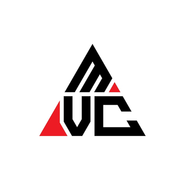 Design de logotipo de triângulo MVC com forma de triángulo MVC triângulo design de logotipo monograma MVC triángulo vetor modelo de logotipo com cor vermelha MVC logotipo triangular simples elegante e luxuoso