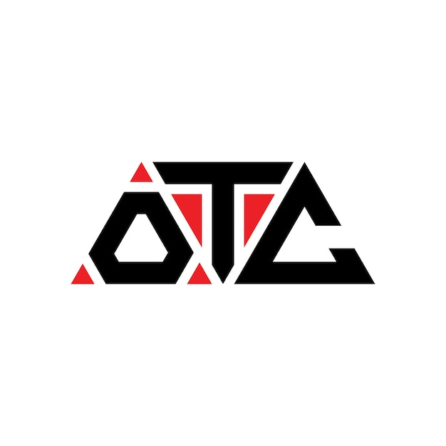 Vetor design de logotipo de triângulo otc com forma triangular otc triângulo design de logotipo otc monograma otc triángulo vetor modelo de logotipo com cor vermelha otc logotipo triangular simples elegante e luxuoso logotipo otc