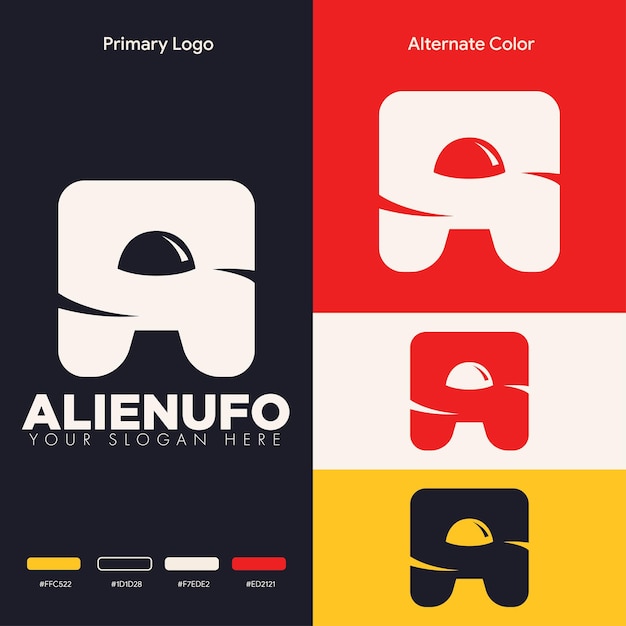 Design de logotipo de ufo alienígena minimalista simples