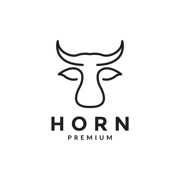 Vetor design de logotipo de vaca de cabeça de linha contínua, símbolo gráfico vetorial, ilustração, ideia criativa