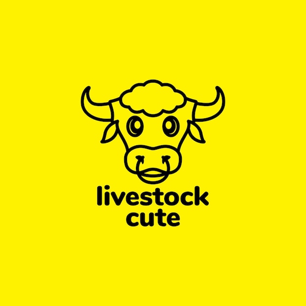 Design de logotipo de vaca de touros de linha principal