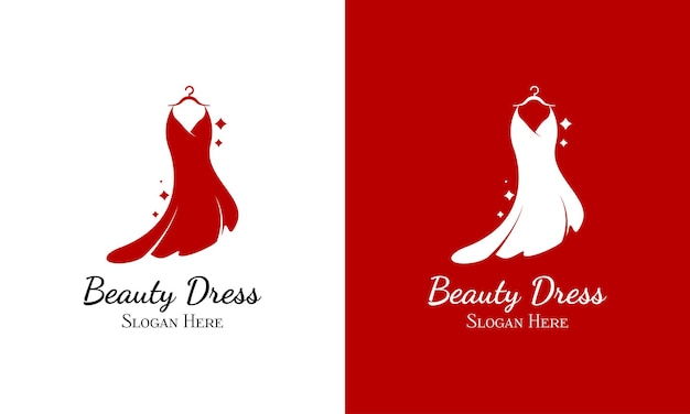 Vetor design de logotipo de vestido de beleza