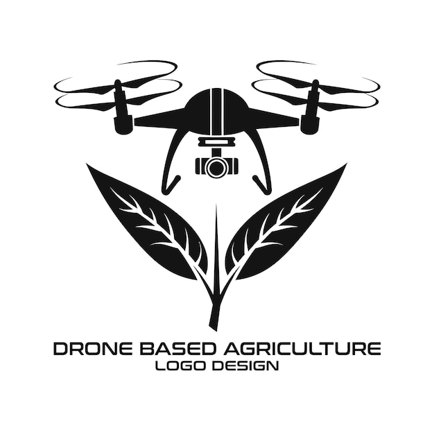 Vetor design de logotipo de vetor agrícola baseado em drones
