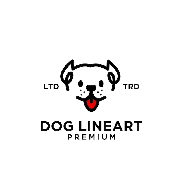 Design de logotipo de vetor de arte de linha de cabeça de cachorro