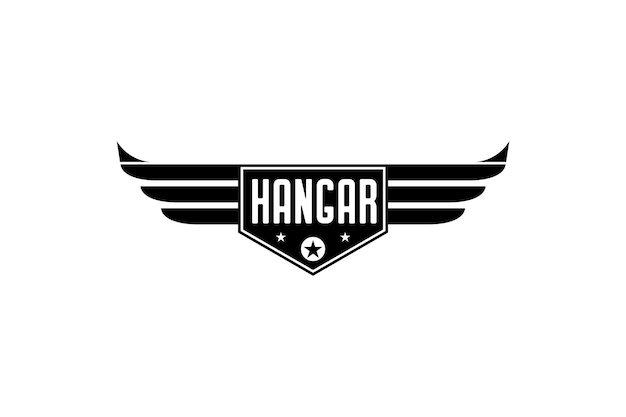 Design de logotipo de vetor de asas de hangar