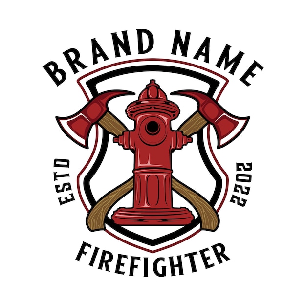 Design de logotipo de vetor de bombeiro. com o conceito de emblemas