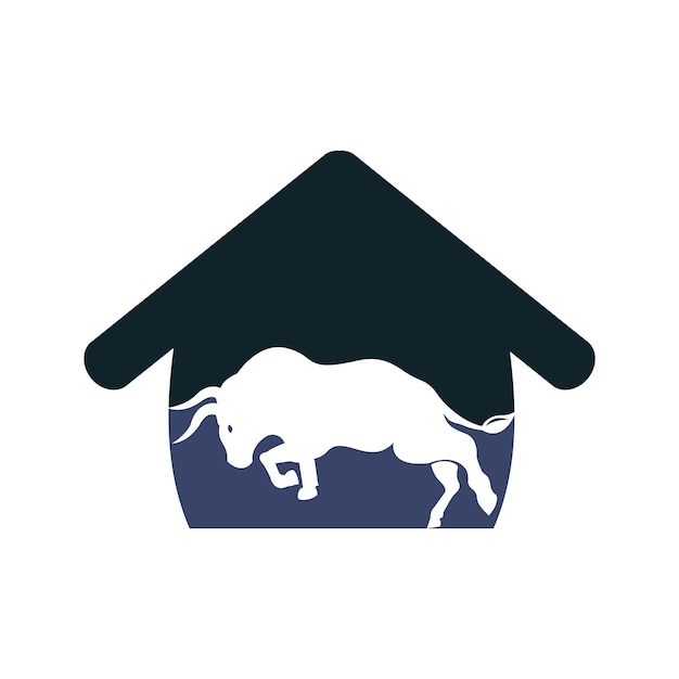 Vetor design de logotipo de vetor de casa de touro