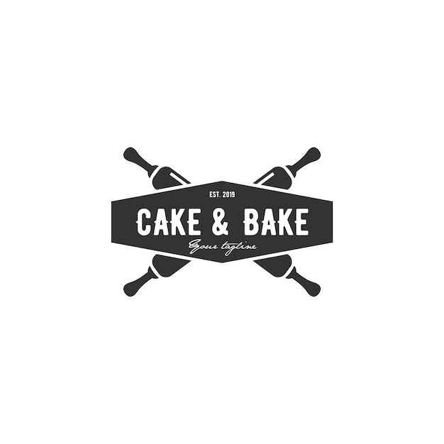 Design de logotipo de vetor de distintivo de bolo e assar