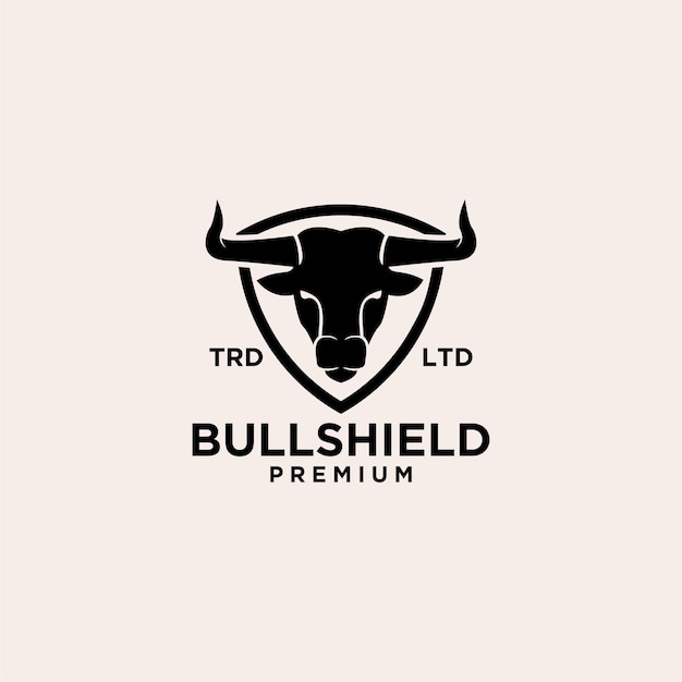 Vetor design de logotipo de vetor de escudo touro