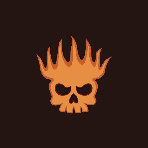 Vetor design de logotipo de vetor de fogo de crânio