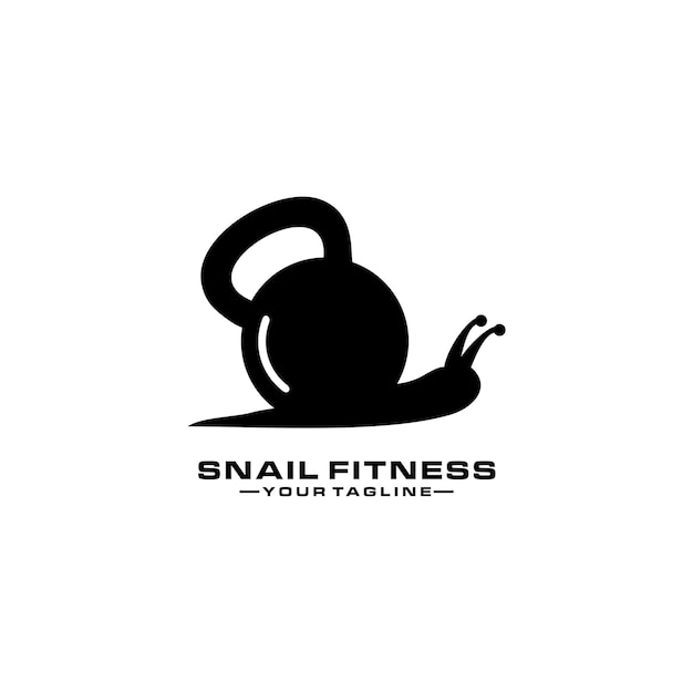 Design de logotipo de vetor de ginásio de kettlebell de fitness caracol