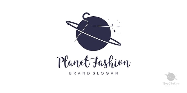 Design de logotipo de vetor de ícone de moda do planeta com conceito fresco exclusivo criativo vetor premium