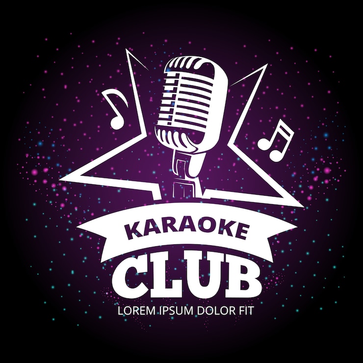 Vetor design de logotipo de vetor de karaoke clube brilhante