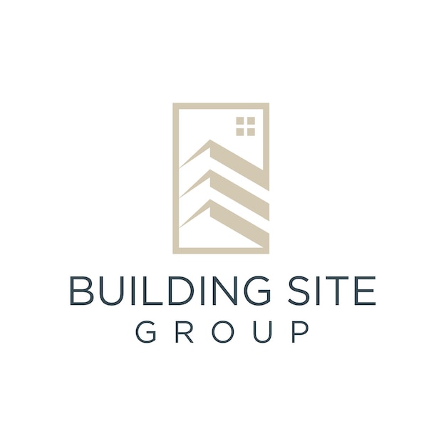 Vetor design de logotipo de vetor de linha de empresa de construção