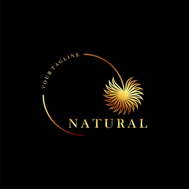 Design de logotipo de vetor de ouro natural plano