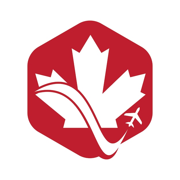 Design de logotipo de vetor de viagem no canadá conceito de design de logotipo de vetor de aviação canadense