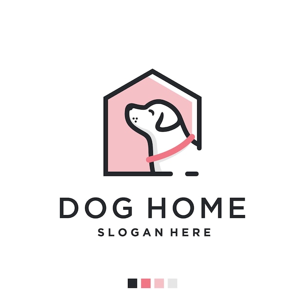 Vetor design de logotipo de vetor em casa de cachorro