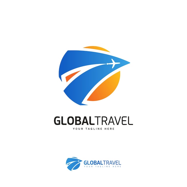 Design de logotipo de viagem e turismo de avião global