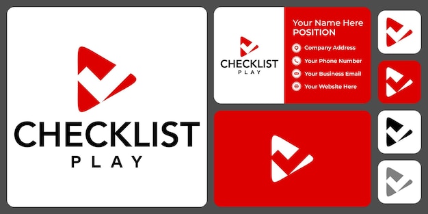 Design de logotipo de vídeo de marca de seleção com modelo de cartão de visita